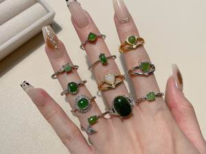 Anillo de fiesta de compromiso hecho a mano con banda de diseño único de Plata de Ley 925 con cabujón de ónix verde plata fina para regalo de boda - Product Image 4