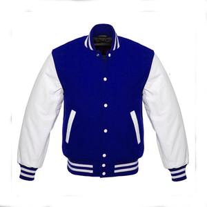 Chaqueta Universitaria de Béisbol Personalizada al por Mayor para Hombre, Chaqueta Bomber Profesional de Lona con Mangas de Cuero Vacuno en Oferta - Product Image 1