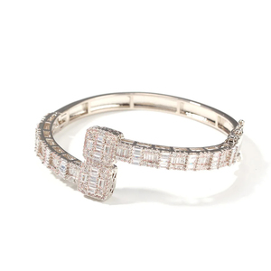 High Quality VVS Moissanite Diamond Custom Shape Charm <b>Bangle</b> 18k <b>Rose</b> <b>Gold</b> VVS Diamond Cuban <b>Bracelet</b> for Men Women - Product Image 2
