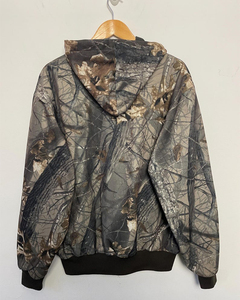 Chaqueta con Capucha de Camuflaje Gris Vintage para Hombre, Patrón Realista de Ramas de Árbol y Hojas de Roble, Cierre Completo, Chaqueta Táctica Resistente para Exteriores - Product Image 4