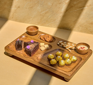 Dessert Snacks Plateau d'apéritif Plateau de service en bois de mangue sans danger pour les aliments Plateau en bois pour la cuisine à domicile pour les hôtels et les restaurants - Product Image 1
