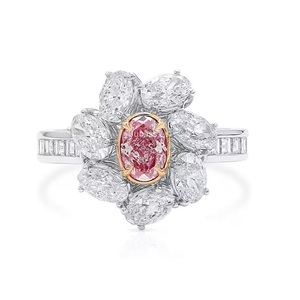 Anillo de diamantes cultivados en laboratorio rosa de corte ovalado de 14K, anillo creado en laboratorio, Diamante F VS1 para fabricación de joyas, Joyería de diamantes sin conflictos - Product Image 1