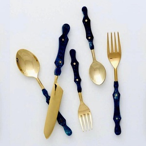 Best Design Stainless Steel <b>Gold</b> Polished Flatware Set with Unique Long Round Design Hole End Handle Cutlery Set - Product Image 2