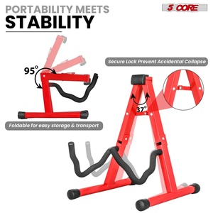 5 Core Guitar Stand A Frame w Soft <b>Foam</b> Arm Non Slip Rubber for Acoustic <b>Electric</b> Bass Ukulele - Product Image 4