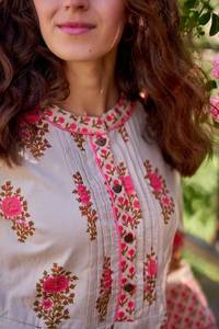 Charlotte Bohemian Cotton Dress Calf Length Handmade Holiday Wear - Product Image 5