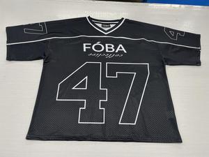 OEM Custom Sublimation Breathable Plus Size Football Mesh Jersey Oversized Boxy Fit Cropped Hip Hop for Men - Product Image 3