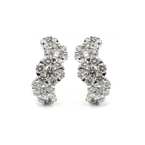 Bijoux d'usine directe de Chine, nouveau style, or blanc massif 18 carats, véritable diamant, coupe brillante vintage, boucles d'oreilles créoles, fête de mariage - Product Image 1