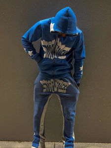 Custom Heavyweight Cotton <b>Y2k</b> Graphic Puff Print Hoodies Men High Quality Embroidered Full Zip up Hoodies Men Fashion <b>Streetwear</b> - Product Image 2