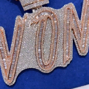 Colgantes y abalorios de joyería fina Unisex, colgante de joyería de rapero con diamantes personalizados de Plata de Ley 925 blanca - Product Image 1