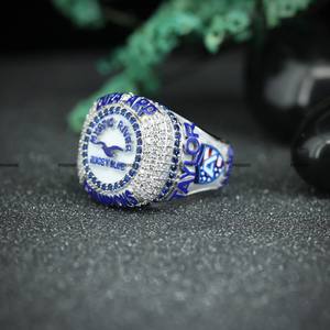 3D Printed Blue Enamel 925 Sterling <b>Silver</b> Custom Moissanite Diamond Name and Logo <b>Ring</b> for <b>Men</b> Women by Phoenix Enterprise - Product Image 3