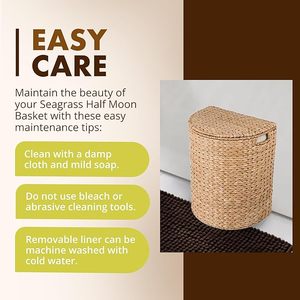 Kouboo One Size Sea Grass Brown <b>Laundry</b> Hamper Stainless Steel Rattan <b>Bag</b> for Bathroom Use Fabric Metal Cloth Cotton Plastic - Product Image 5