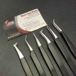 Pince à épiler japonaise en acier inoxydable pour extensions de cils Matériau durable à revêtement noir mat Design droit et incurvé - Product Image 6