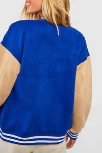 แจ็คเก็ตวาร์ซิตี้แบบสั่งทำพร้อมปักลายเชนิลล์ ตัวเสื้อทำจากผ้าขนสัตว์ แขนเสื้อทำจากหนัง แจ็คเก็ตเบสบอลแบบ Letterman สำหรับวิทยาลัย - Product Image 3