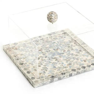 New Latest Design Mosaic Mother of Pearl Inlay Serving Tray with Acrylic Cover MOP <b>Chocolate</b> Serving Trays Ramadan Eid Decor - Product Image 4