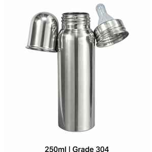Biberón Premium de 200 ml, Ecológico, de Doble Pared, de Acero Inoxidable Plateado, para Bebés |   Artículos Esenciales para Bebés Modernos y de Lujo, No Tóxicos - Product Image 4