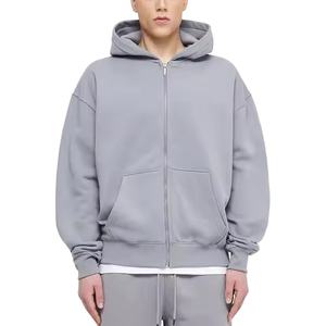500GSM français Terry sweats à capuche zippés vierges zippés hommes sweat et sweats à capuche ensemble personnalisé hommes sweats à capuche surdimensionné coupe ample - Product Image 1