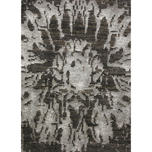 Kavi Grey Black Floral Rectangular Hand Knotted Wool Bamboo Silk Rug Chaos Theory Collection-Living Room <b>Carpet</b> for Teens - Product Image 3