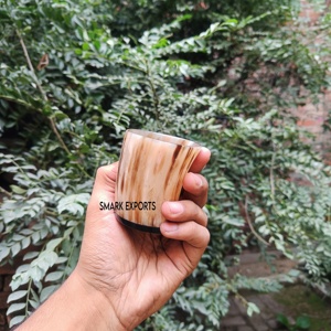 แก้วใส่ไวน์ทำจากเขาวัวธรรมชาติทำด้วยมือโทนสีเอิร์ธโทนที่ทนทานเป็นมิตรต่อสิ่งแวดล้อมที่วางเครื่องดื่มขัดเงาสำหรับใช้ในบ้าน - Product Image 2