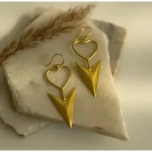 Pendientes de Nudo de Moda - Latón Hecho a Mano, Chapado en Oro, Estilo Contemporáneo Minimalista, Forma de Flecha, Lindos, para Mujer / Geométricos, Chic, Étnicos - Product Image 1