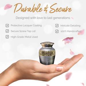 Keepsake <b>Urns</b> Gray - <b>Small</b> <b>for</b> <b>Human</b> <b>Ashes</b> Set of 4 with Premium Box & Bags - Handcrafted Mini <b>Urns</b> <b>for</b> <b>Ashes</b> - <b>Small</b> - Product Image 4