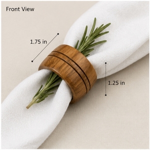 Ronds de serviette en bois, design rustique, supports de rangement pour vaisselle, finition bois sculpté - Product Image 2