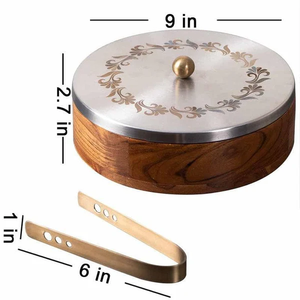 Casserole For Roti | Hot <b>Box</b> For Kitchen Wooden Chapati <b>Box</b> For Kitchen |Hot Pot Roti <b>Box</b> With Stainless Steel Tong with Laser - Product Image 5