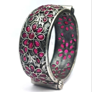 Brazalete de aspecto de flor de plata alemana de latón puro para fiesta, pulsera oxidada de tamaño libre, producto a granel hecho a mano ajustable - Product Image 1