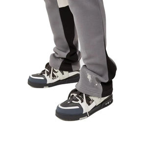 Nouveau pantalon de survêtement décontracté pour homme en toile évasée, de haute qualité, personnalisé, avec taille élastique, fermeture éco-responsable, logo personnalisé et design patchwork - Product Image 6