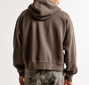 Custom High Quality Streetwear Blank Heavyweight Oversized French Terry Cotton Fleece Men <b>Cropped</b> Boxy <b>Zip</b> <b>up</b> <b>hoodies</b> 2026 - Product Image 2