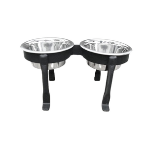 Bols doubles pour chien en acier inoxydable poli argenté avec support, bols de nourriture de qualité supérieure, vente chaude - Product Image 3