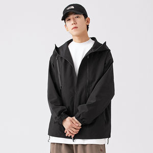 OEM diseño personalizado al aire libre chaquetas sueltas de color sólido cortavientos chaqueta de hombre - Product Image 5