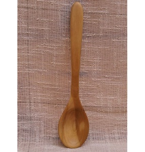 Cuchara de madera de mango largo para cocinar, servir arroz, sopa, ensalada, utensilio de cocina de madera maciza Natural hecho a mano, acabado suave - Product Image 1
