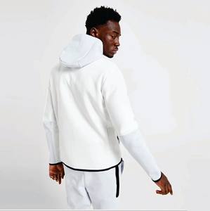 Chándal de lana técnica para hombre de diseño OEM 69% algodón 31% poliéster blanco con cremallera completa Sudadera con capucha pantalones de chándal invierno XL Logo - Product Image 3