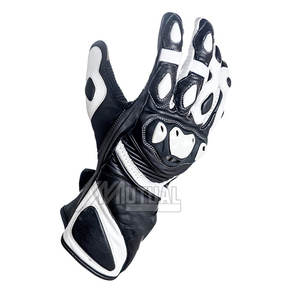 Elegantes guantes de moto de dedo completo con protección de nudillos reforzada con pantalla táctil de cuero duradero para ciclistas de deportes de aventura - Product Image 1