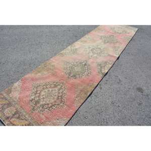 Vintage Red Green Turkish Wool Rug 33' X 12.8' Large Area Rectangle Patchwork Design for Entryway 10mm Latex for Teenagers - Product Image 4