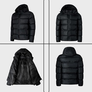 Blouson d'hiver matelassé personnalisé pour homme, coupe ajustée, coupe-vent décontracté en toile, avec emballage personnalisé et impression sur le devant - Product Image 3