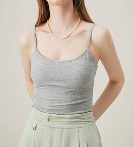 เสื้อสายเดี่ยวถักลูกไม้ไร้รอยต่อสายสปาเก็ตตี้ผ้าฝ้ายสีขาวสายบางระบายอากาศได้ - Product Image 5