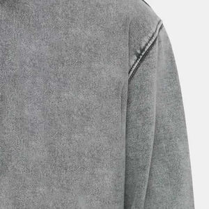 Sweat à capuche pour hommes personnalisé vierge vintage en détresse recadrée en détresse éclaboussures de peinture lavé à l'acide sans ficelle - Product Image 5