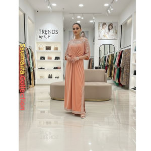 Vestido de Noche Modesto de Terciopelo Francés de Lujo, Bordado a Mano, Abaya Kaftan para Mujer |   Ropa de Fiesta Paquistaní al por Mayor Kuwait - Product Image 4