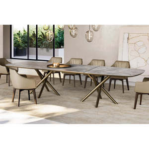 Baly XL Marble Dining <b>Table</b> Set Minimalist Design <b>Square</b> Shape Extendable Feature for Home or <b>Bar</b> Use - Product Image 3