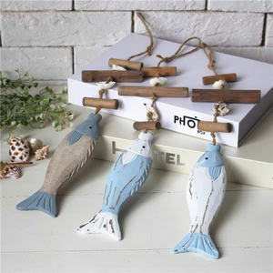 Décoration de squelette de poisson en bois de qualité d'exportation |   Tons bleus harmoniques |   Ornement mural rustique en corde stylisée pour la vente en gros - Product Image 5