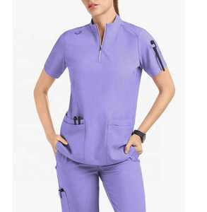 Enfermería Scrub Stand Collar Conjuntos médicos Uniforme de enfermera Uniforme de manga corta Venta al por mayor Hospital Túnica Spa Salón de belleza Uniformes - Product Image 1