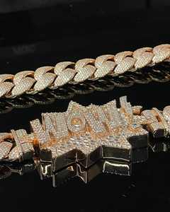 Collar de Cadena Cubana con Incrustaciones de Moissanita en Oro Rosa, Cierre de Estrella WOW Personalizado, Plata 925, Estilo Hip Hop Miami, Fabricante de Joyería al por Mayor - Product Image 5