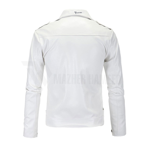 Latest Style <b>Men</b> Leather <b>Jacket</b> Wholesale Price Solid <b>white</b> Color Leather <b>Jacket</b> Best Selling Leather <b>Jacket</b> from Pakistan - Product Image 3