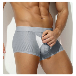 Bóxer de malla de punto transpirable para hombre, pantalones cortos, bolsa de bala de separación antiestática, ropa interior, técnica de teñido liso - Product Image 6