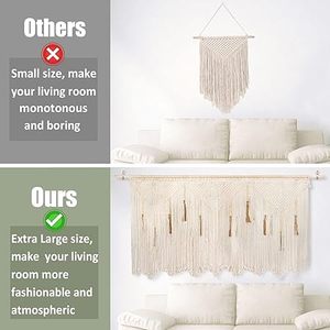 Tenture murale en macramé fait main décor d'art tissé bohème pour chambre salon style maison - Product Image 5
