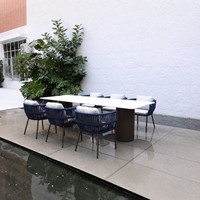 Ensemble de mobilier d'extérieur pour hôtel et restaurant, fauteuils en aluminium tressé en corde, résistant aux intempéries, mobilier de qualité professionnelle