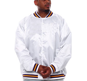 OEM <b>White</b> Satin Embroidery Varsity Bomber <b>Jackets</b> <b>for</b> <b>Women</b> Full Sleeves Baseball Varsity Style <b>Jackets</b> with logo - Product Image 3