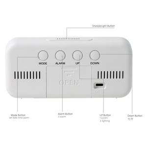Thông Minh Kỹ thuật số snooze bàn bảng ngày đồng hồ Led Gương điện tử Kép Đồng hồ báo thức với nhiệt độ hiển thị - Product Image 3