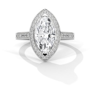 Anillo Solitario Halo con Moissanita Corte Marquise de 2.0ct, Plata de Ley 925, Anillo de Compromiso - Product Image 1